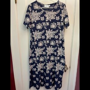 National blue and white floral dress. Made in India. Size large